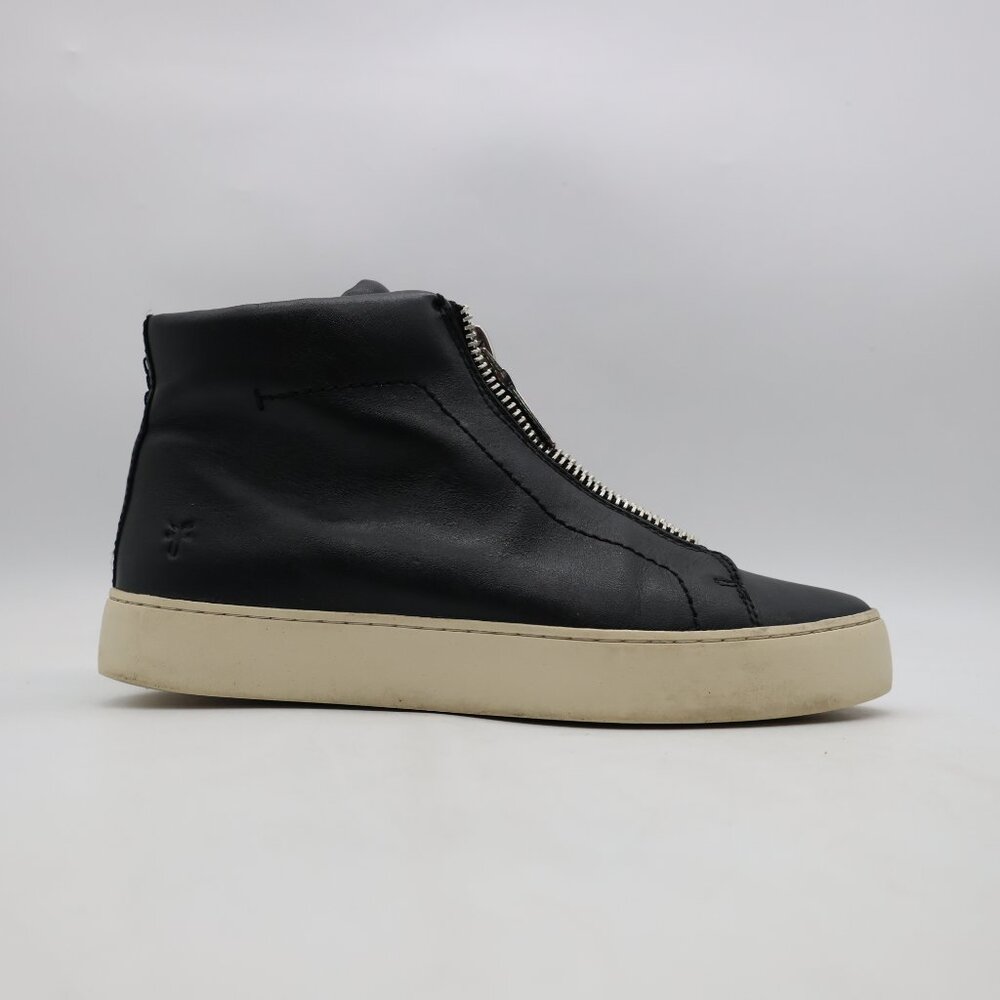 Frye Lena Zip-Up Women’s Size 7.5 M Black Leather High Top Sneakers 3471328-BLK